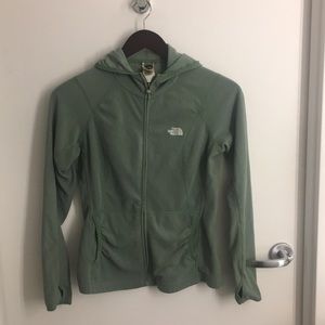 North Face Green Fleece Zip Hoodie medium womens